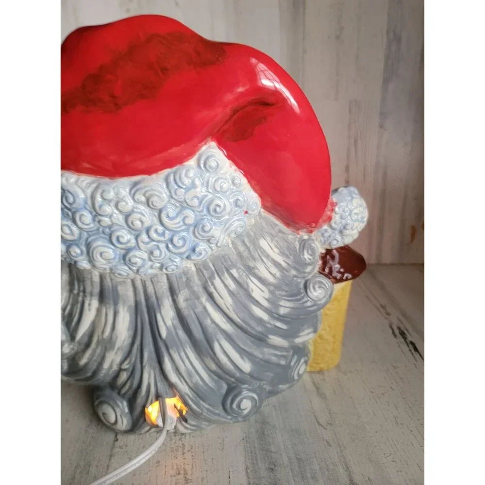 Ceramic bisque vintage light up Santa Claus Lantern Xmas‎ decor